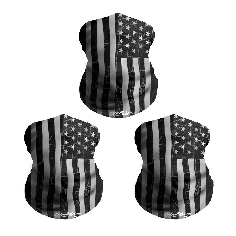 Olarveo 3-Pack American Flag And Map Outdoor Face Mask, Half Dust-Proof Windproof Motorcycle Bicycle Bike Face Mask For Cycling,